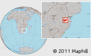 Gray Location Map of Manzini, highlighted country, within the entire country