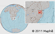 Gray Location Map of Manzini, hill shading
