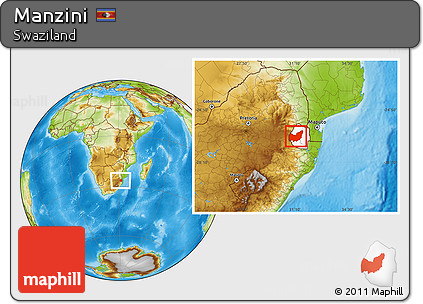 Physical Location Map of Manzini, highlighted country
