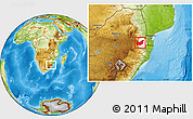 Physical Location Map of Manzini, highlighted country