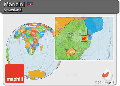 Political Location Map of Manzini