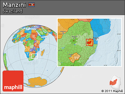 Political Location Map of Manzini