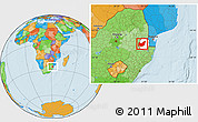 Political Location Map of Manzini, highlighted country, within the entire country