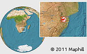 Satellite Location Map of Manzini, highlighted country