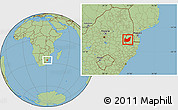 Savanna Style Location Map of Manzini, within the entire country