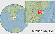 Savanna Style Location Map of Manzini, highlighted country, hill shading