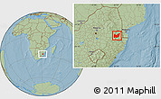 Savanna Style Location Map of Manzini, hill shading