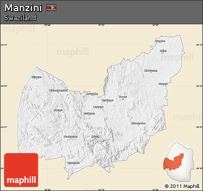 Classic Style Map of Manzini, single color outside