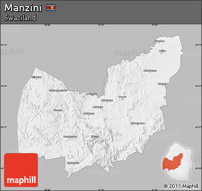 Gray Map of Manzini, single color outside