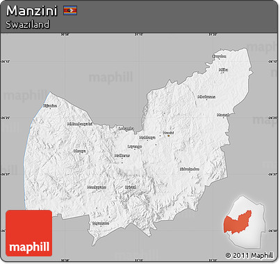 Gray Map of Manzini, single color outside