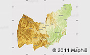 Physical Map of Manzini, cropped outside