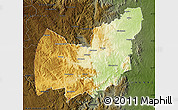 Physical Map of Manzini, darken