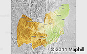 Physical Map of Manzini, lighten, desaturated