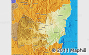 Physical Map of Manzini, political outside