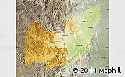 Physical Map of Manzini, semi-desaturated