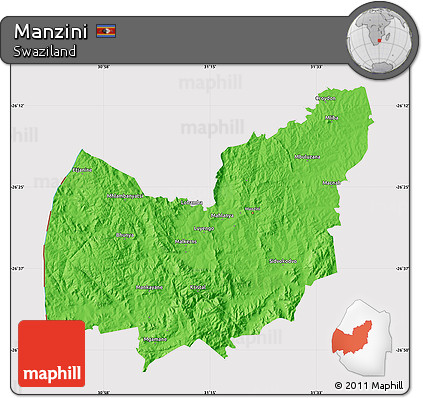 Political Map of Manzini, cropped outside
