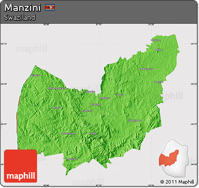 Political Map of Manzini, cropped outside