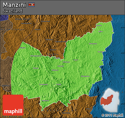 Political Map of Manzini, darken