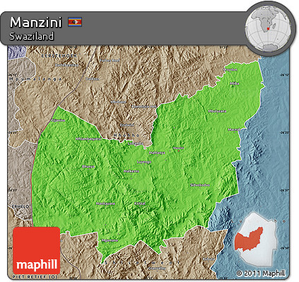 Political Map of Manzini, semi-desaturated