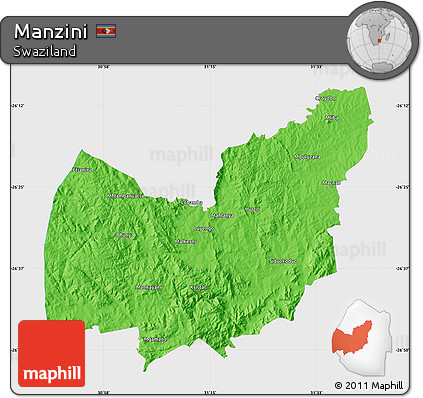 Political Map of Manzini, single color outside