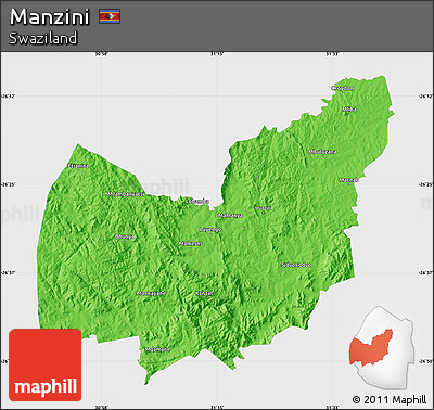 Political Map of Manzini, single color outside