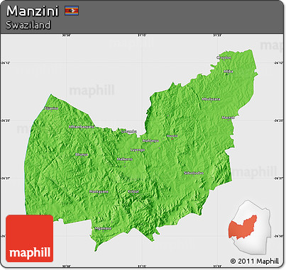 Political Map of Manzini, single color outside