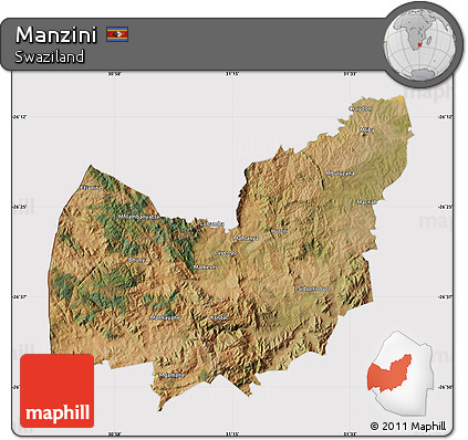 Satellite Map of Manzini, cropped outside