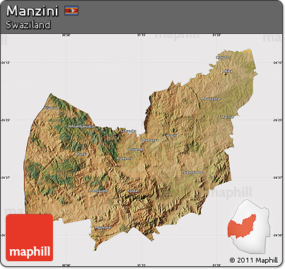 Satellite Map of Manzini, cropped outside