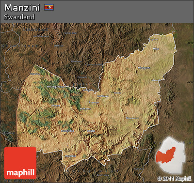 Satellite Map of Manzini, darken