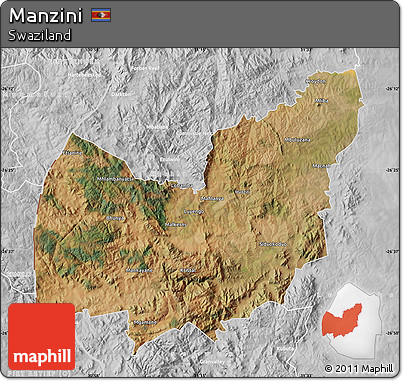 Satellite Map of Manzini, lighten, desaturated