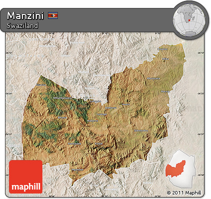 Satellite Map of Manzini, lighten
