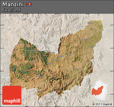 Satellite Map of Manzini, lighten