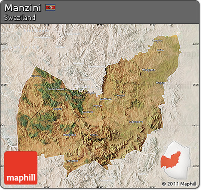 Satellite Map of Manzini, lighten
