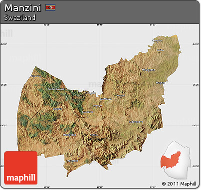 Satellite Map of Manzini, single color outside