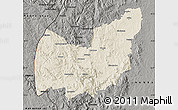 Shaded Relief Map of Manzini, darken, semi-desaturated
