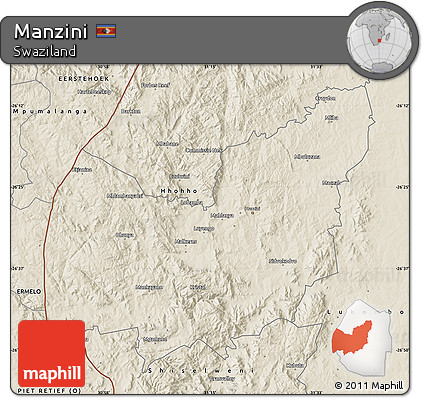 Shaded Relief Map of Manzini