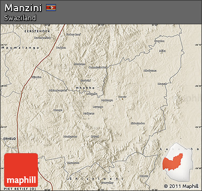 Shaded Relief Map of Manzini