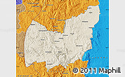 Shaded Relief Map of Manzini, political outside