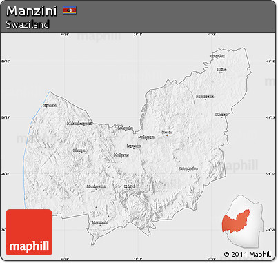 Silver Style Map of Manzini, single color outside