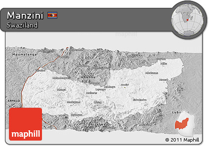 Gray Panoramic Map of Manzini