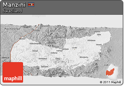 Gray Panoramic Map of Manzini