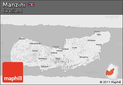 Gray Panoramic Map of Manzini, single color outside