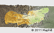 Physical Panoramic Map of Manzini, darken, semi-desaturated