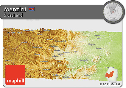 Physical Panoramic Map of Manzini