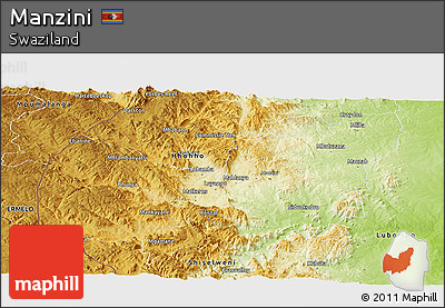 Physical Panoramic Map of Manzini