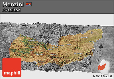 Satellite Panoramic Map of Manzini, desaturated