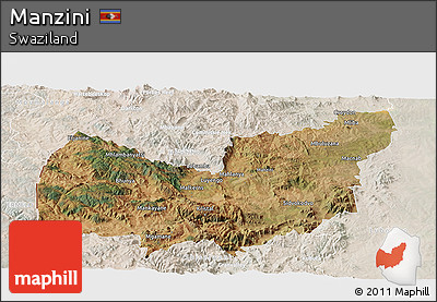 Satellite Panoramic Map of Manzini, lighten