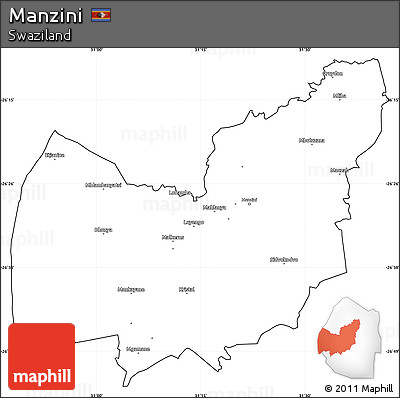 Blank Simple Map of Manzini, cropped outside
