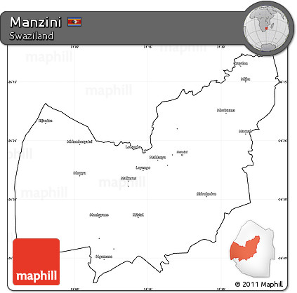 Blank Simple Map of Manzini, cropped outside
