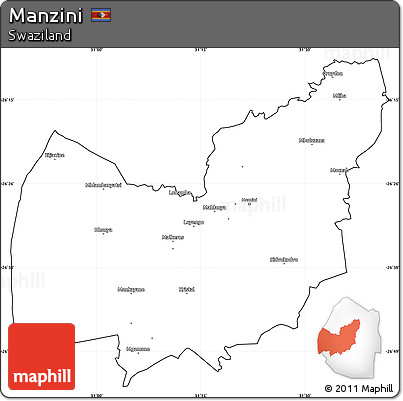 Blank Simple Map of Manzini, cropped outside